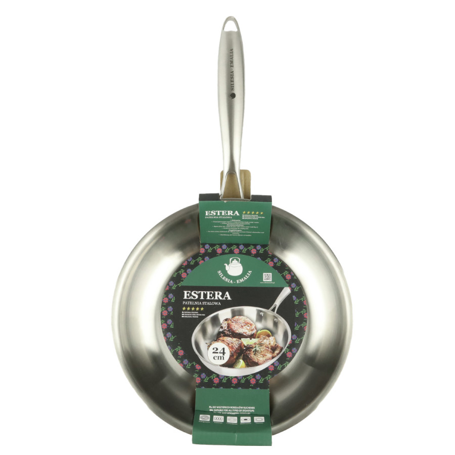 Patelnia stalowa 24 cm ESTERA Silesia Emalia