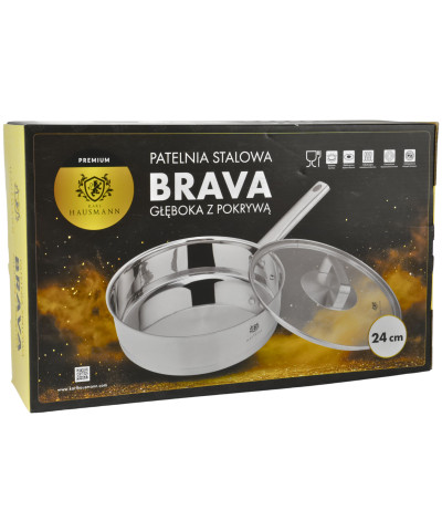 Patelnia stalowa głęboka 24 cm BRAVA