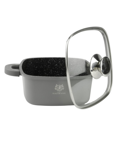 Garnek aluminiowy GRANT z pokrywą kwadratowy 2,3l