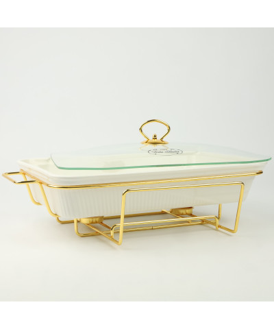 Naczynie z podgrzewaczem 3l prostokątne białe