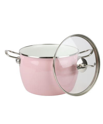 Garnek emaliowany różowy MARYNA 4L