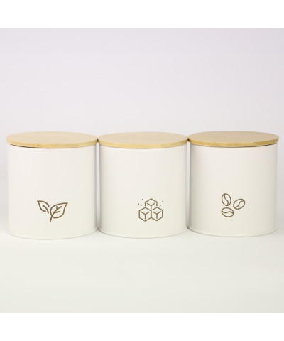 Komplet 3 pojemników stalowych ALASKA 3 sztuki białe