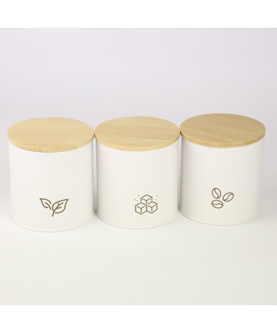 Komplet 3 pojemników stalowych ALASKA 3 sztuki białe