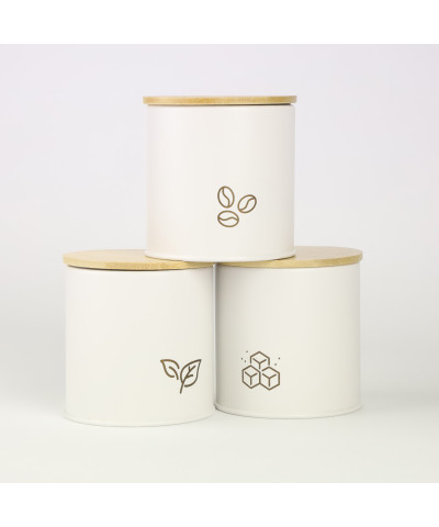 Komplet 3 pojemników stalowych ALASKA 3 sztuki białe