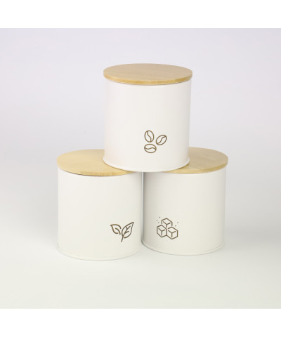 Komplet 3 pojemników stalowych ALASKA 3 sztuki białe