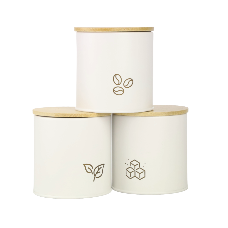 Komplet 3 pojemników stalowych ALASKA 3 sztuki białe