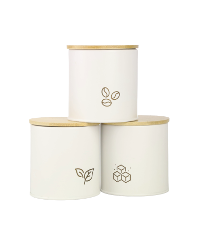 Komplet 3 pojemników stalowych ALASKA 3 sztuki białe