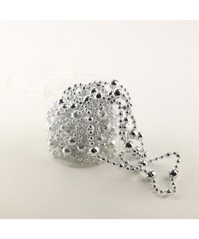 Łańcuch choinkowy koraliki srebrny 5 m