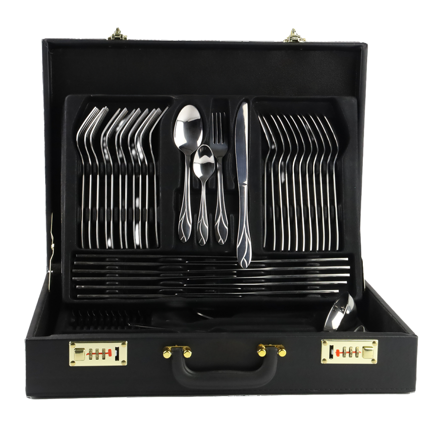 Komplet sztućców w walizce LILA Premium zestaw sztućców 72 el dla 12 osób