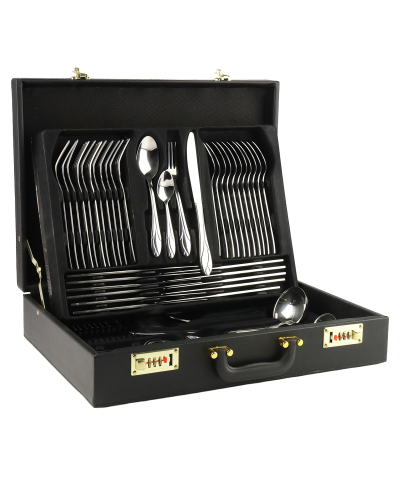 Komplet sztućców w walizce LILA Premium zestaw sztućców 72 el dla 12 osób