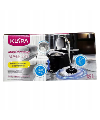 Klara - zestaw mop obrotowy 360° Twister z wiadrem pedałowym 12 L