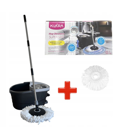 Klara - zestaw mop obrotowy 360° Twister z wiadrem pedałowym 12 L