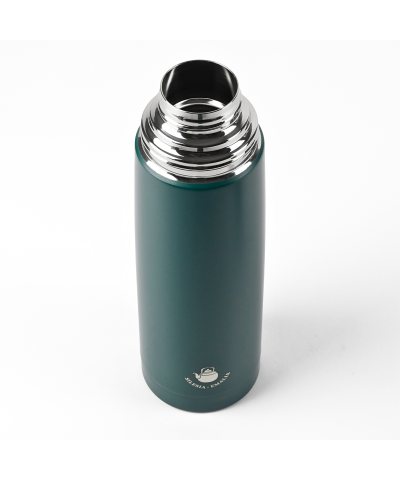 Termos stalowy  zielony z dwoma kubkami 750 ml