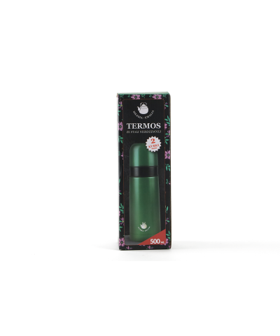 Termos stalowy  zielony z dwoma kubkami 500 ml