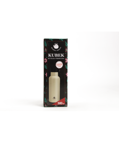 Kubek termiczny ze stali nierdzewnej 500ml KREMOWY Z UCHWYTEM