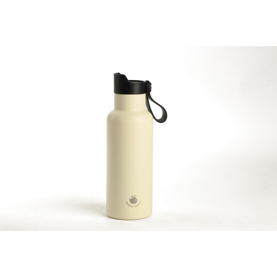 Kubek termiczny ze stali nierdzewnej 500ml KREMOWY Z UCHWYTEM