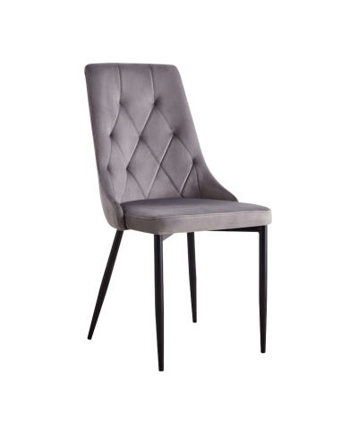 Krzesło tapicerowane RETRO szary welur metalowe nogi