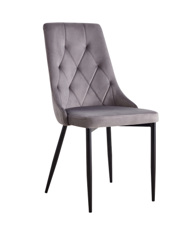 Krzesło tapicerowane RETRO szary welur metalowe nogi