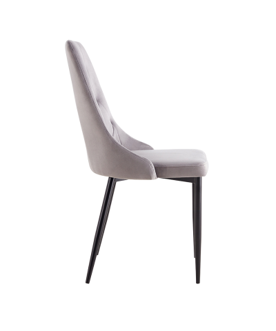 Krzesło tapicerowane RETRO szary welur metalowe nogi