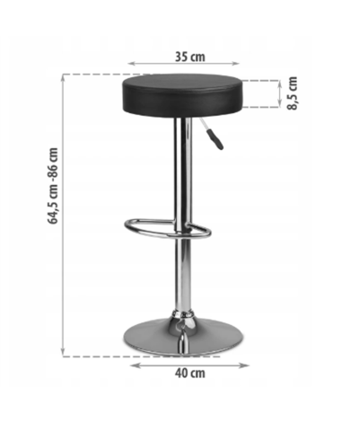 Hoker stołek barowy siedzisko wysokie barowe bez oparcia regulowane MALAGA