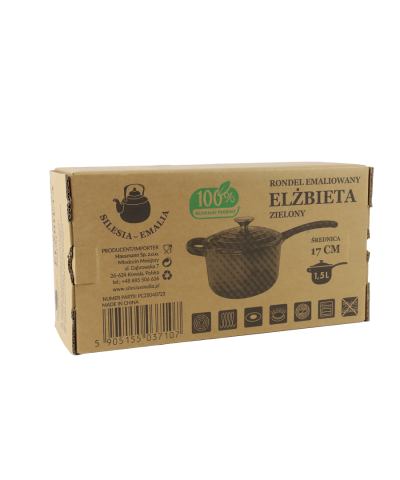 Rondel żeliwny emaliowany 1,5L zielony 17,5cm