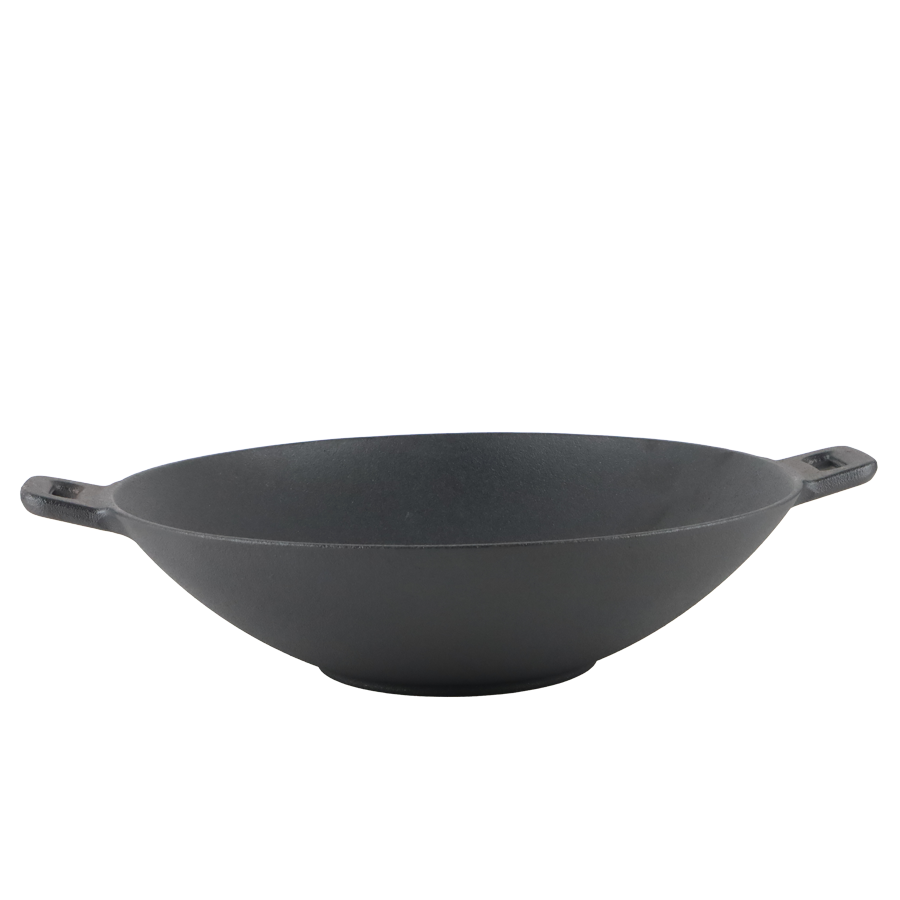 Patelnia żeliwna GŁĘBOKI WOK z dwoma rączkami 30 cm