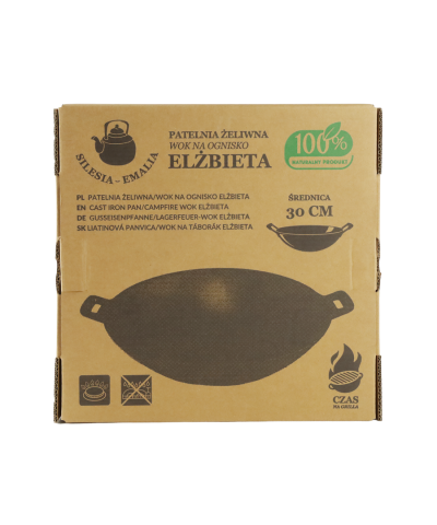 Patelnia żeliwna GŁĘBOKI WOK z dwoma rączkami 30 cm