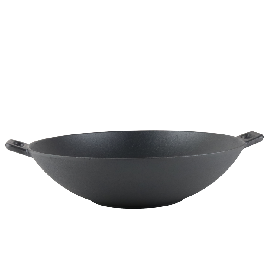 Patelnia żeliwna GŁĘBOKI WOK z dwoma rączkami 37 cm