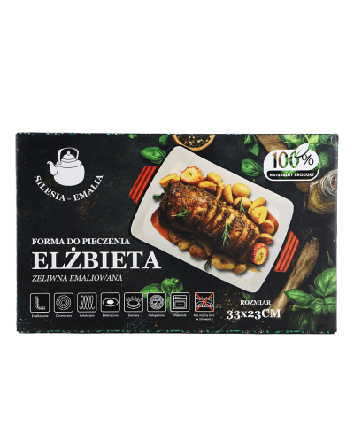 Brytfanna żeliwna emaliowana 3,4L forma do pieczenia, naczynie 33x23 cm