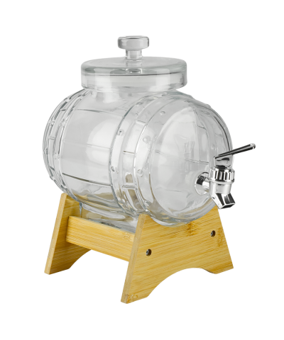 Beczułka 3l z kranikiem beczka szklana na stojaku napojów bimbru nalewek