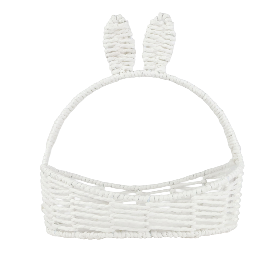Koszyk Wielkanocny z uszami - sznur rafia biały
